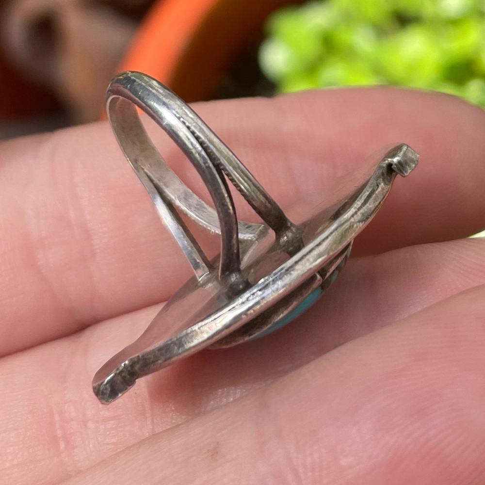 Native American Split Shank Turquoise Ring - image 7